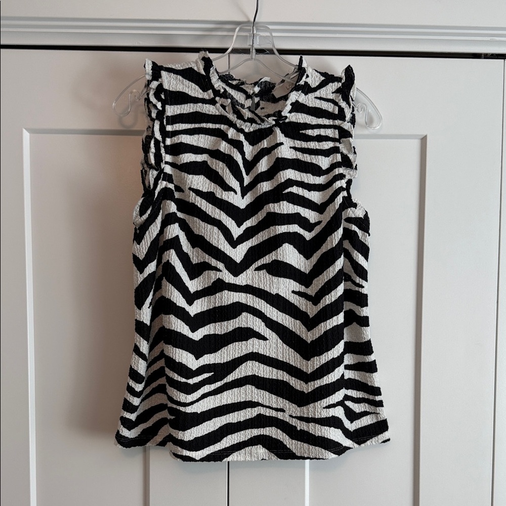 LOFT Black and White Zebra Pattern Blouse